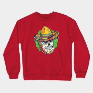 Day of the Dead Sugar Skull Taco with Sombrero Crewneck Sweatshirt